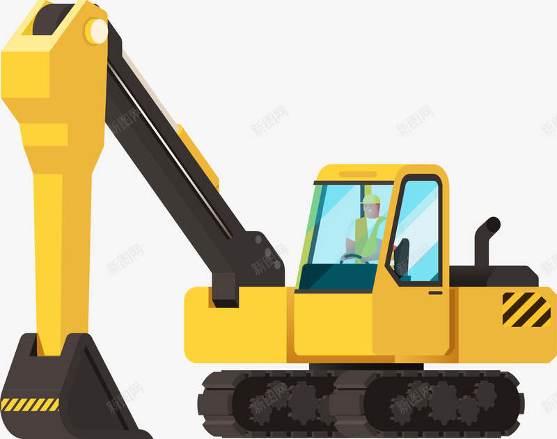 黄色挖土机图png免抠素材_新图网 https://ixintu.com 卡通车 工地 工地车子 矢量车子 起重机械 车 车子 车子图 黄色