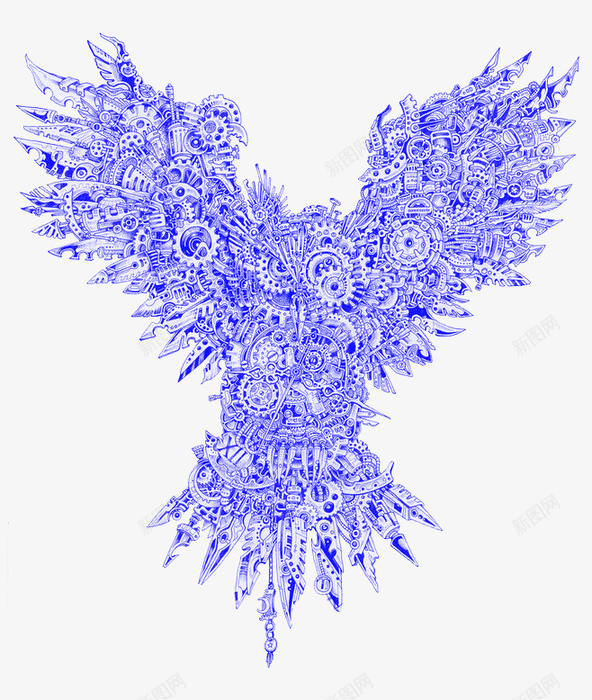机械猫头鹰png免抠素材_新图网 https://ixintu.com 手绘 机械壁纸 机械零件 猫头鹰 蓝色