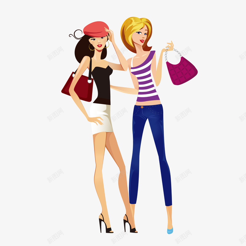 卡通友好的女性人物png免抠素材_新图网 https://ixintu.com 人物设计 友好 国际友谊日 女性人物 闺蜜节