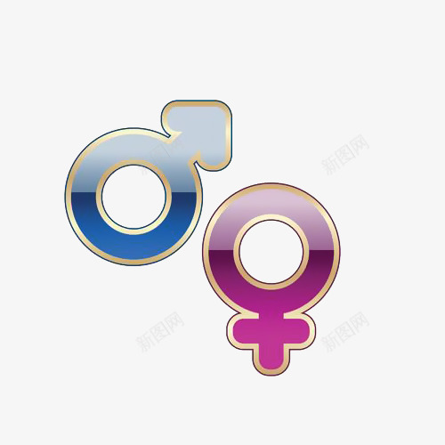 卡通金边性别男女符号图标png_新图网 https://ixintu.com 卡通 图标 女性 性别女 性别男 标志 男性 符号 金边