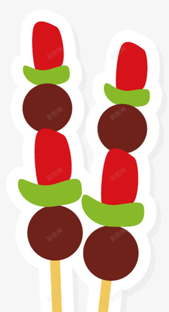 卡通食物简笔画烧烤串串png免抠素材_新图网 https://ixintu.com 串串 卡通 卡通串串 油腻 烤肉 烧烤 煤炭 肉 荤菜 蔬菜 食物