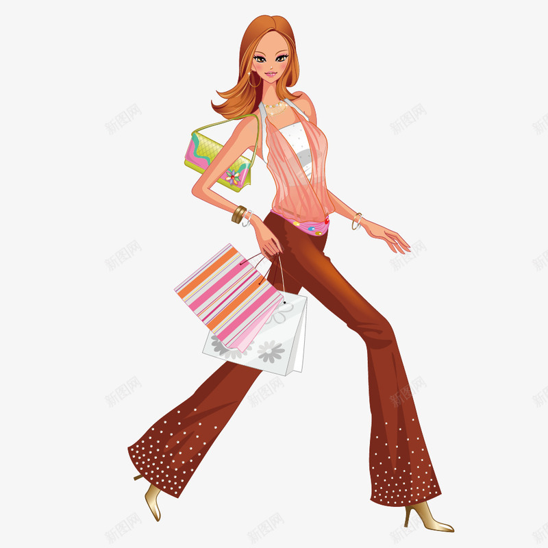 喇叭筒裤子时尚女性png免抠素材_新图网 https://ixintu.com 服装 服装设计 模特