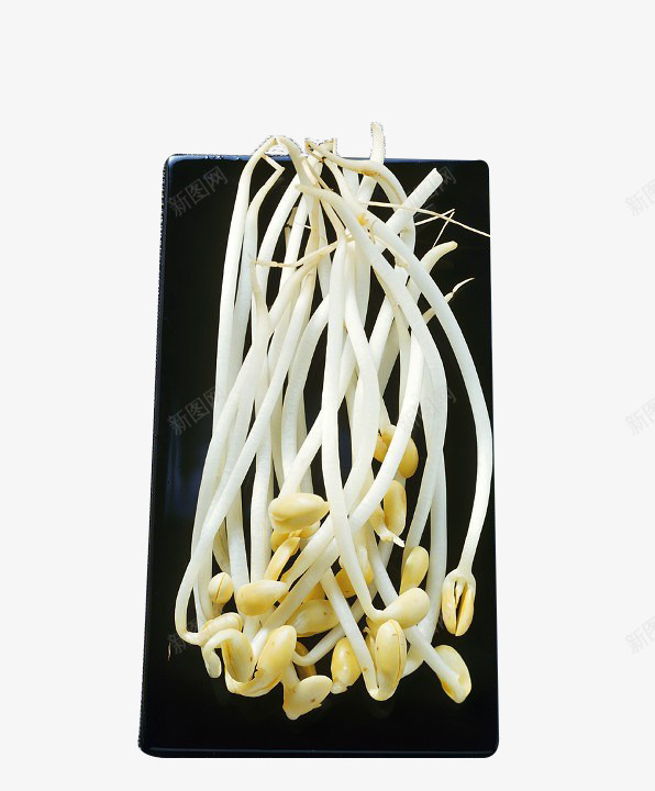 白色豆芽png免抠素材_新图网 https://ixintu.com 绿豆芽 蔬菜 豆芽 食材 黑碟子