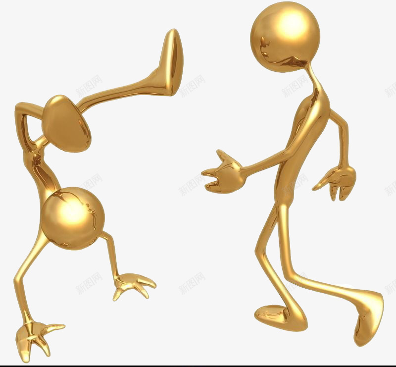 对立小人png免抠素材_新图网 https://ixintu.com 3d小人 小金人 箭头立体小人 黄金小人