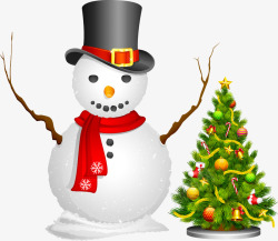 圣诞树雪人冬季圣诞节素材