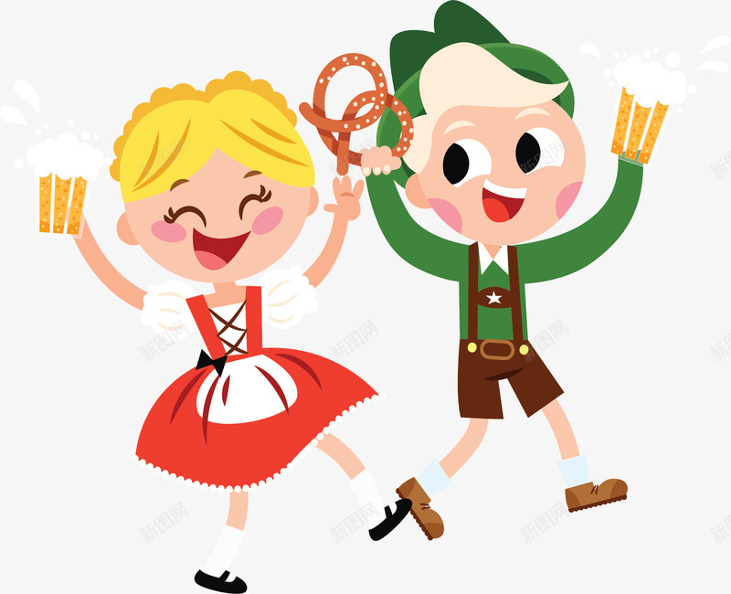 庆祝德国啤酒节的人矢量图ai免抠素材_新图网 https://ixintu.com 啤酒 啤酒派对 啤酒节 喝啤酒 德国啤酒节 矢量png 矢量图