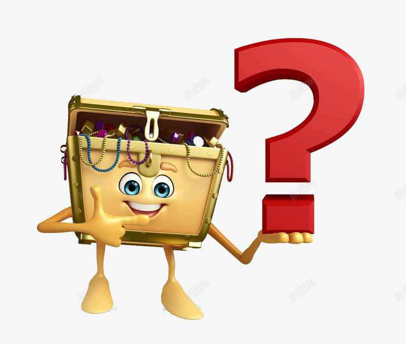 金币箱托问号png免抠素材_新图网 https://ixintu.com 卡通手绘 奖箱 盒子 礼品 礼物 箱子 获奖 问号