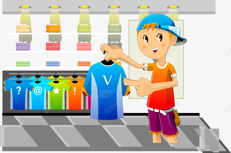 买衣服的小男孩矢量图ai免抠素材_新图网 https://ixintu.com 商场 小男孩 衣服 矢量图
