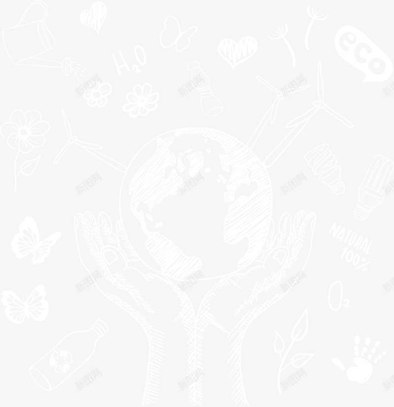 白色线条手掌地球png免抠素材_新图网 https://ixintu.com 世界环境日 手掌地球 环保 生态循环 线条星球 自然