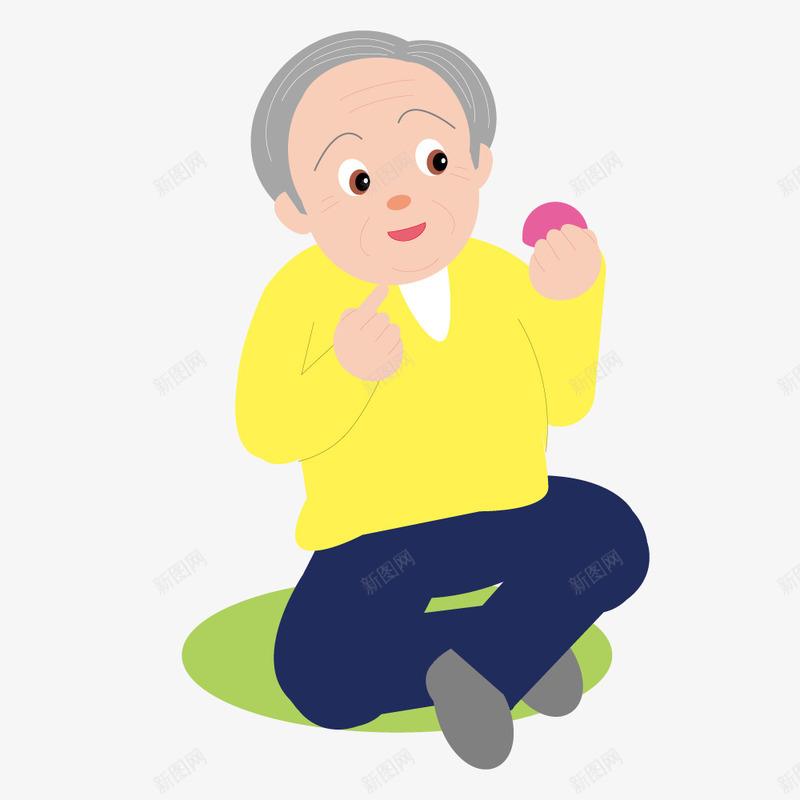 黄衣服老爷爷端坐吃东西矢量图ai免抠素材_新图网 https://ixintu.com 人物 吃东西 朋友 眉开眼笑 老人 老爷爷 聚会 蓝裤子 黄衣服 矢量图