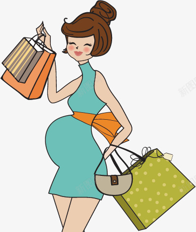 给宝宝购物的妈妈矢量图ai免抠素材_新图网 https://ixintu.com 卡通 妇女女性 平面设计 幸福 快乐 手绘 时尚 购物 矢量图