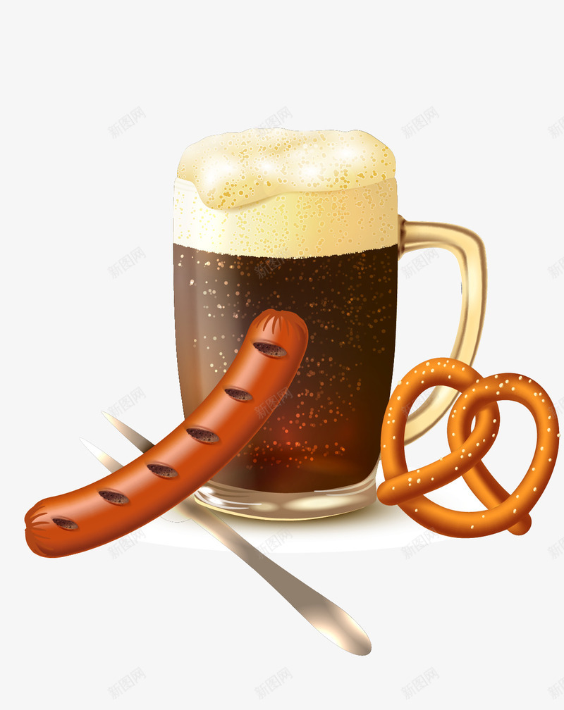 手绘啤酒烤肠png免抠素材_新图网 https://ixintu.com 啤酒烤肠 手绘 食物