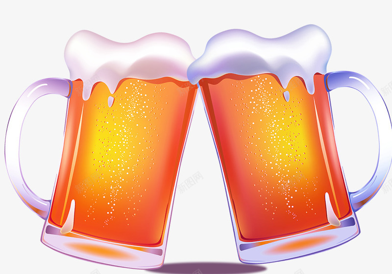 新年朋友聚会啤酒psd免抠素材_新图网 https://ixintu.com 啤酒碰杯 啤酒素材 新年素材 朋友聚会素材 欢乐风格 白色泡沫