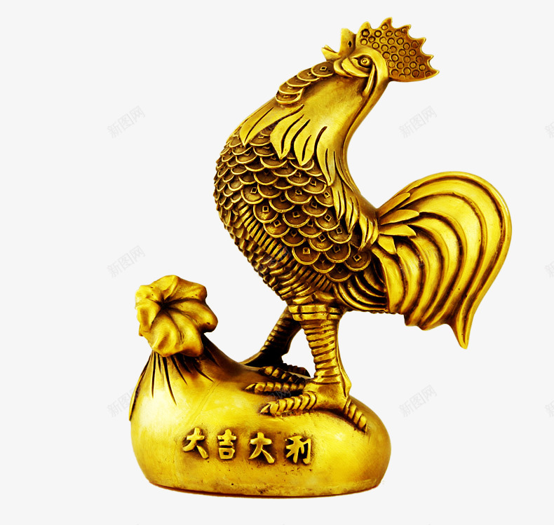 大吉大利png免抠素材_新图网 https://ixintu.com 产品实物 摆件 金子 金质 金鸡 黄金 黄金鸡