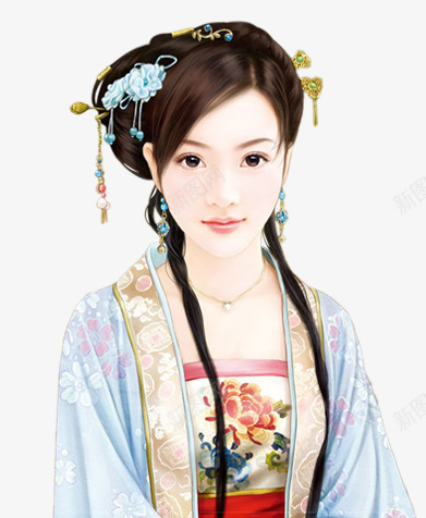 蓝衣女子黄金头饰片png免抠素材_新图网 https://ixintu.com 图片 头饰 女子 黄金
