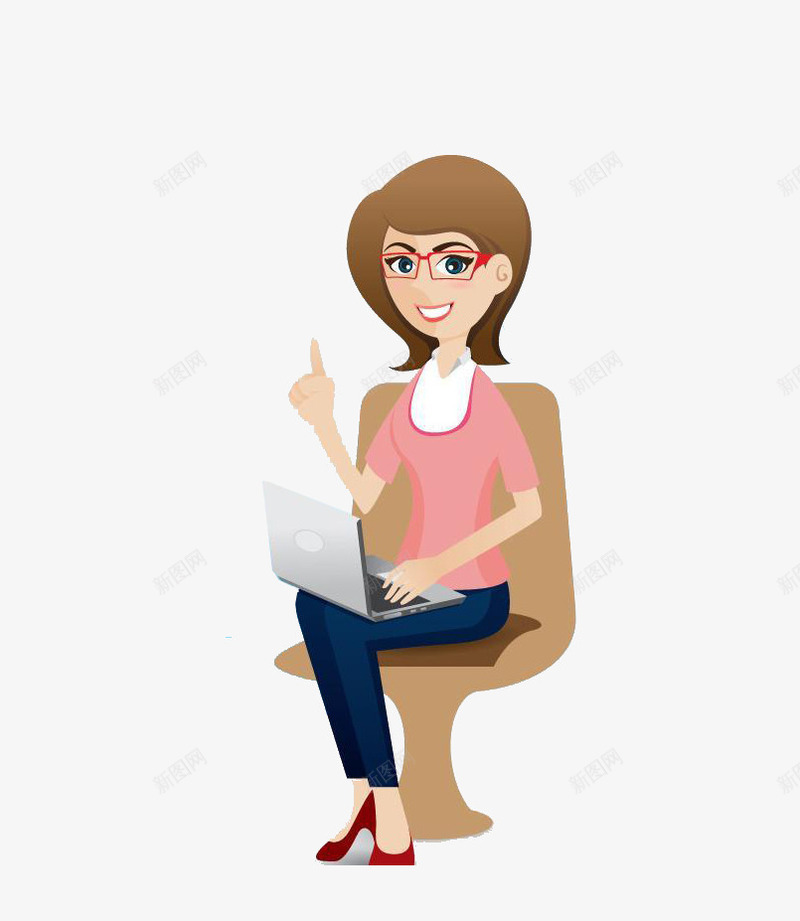 职业女性png免抠素材_新图网 https://ixintu.com 卡通 眼镜 美女 职业女性