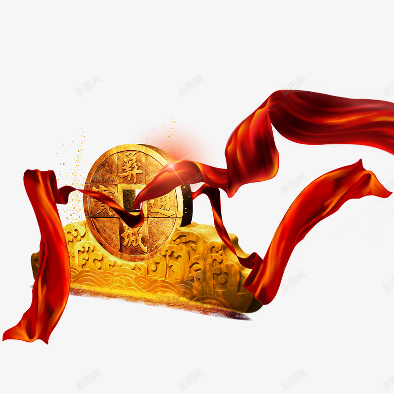 金钱飘带黄金银行宣传png免抠素材_新图网 https://ixintu.com 办理业务 红色 金钱 银行卡 银行宣传 飘带