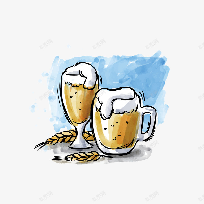 啤酒促销标签矢量图ai免抠素材_新图网 https://ixintu.com 促销标签 啤酒 手绘 矢量图