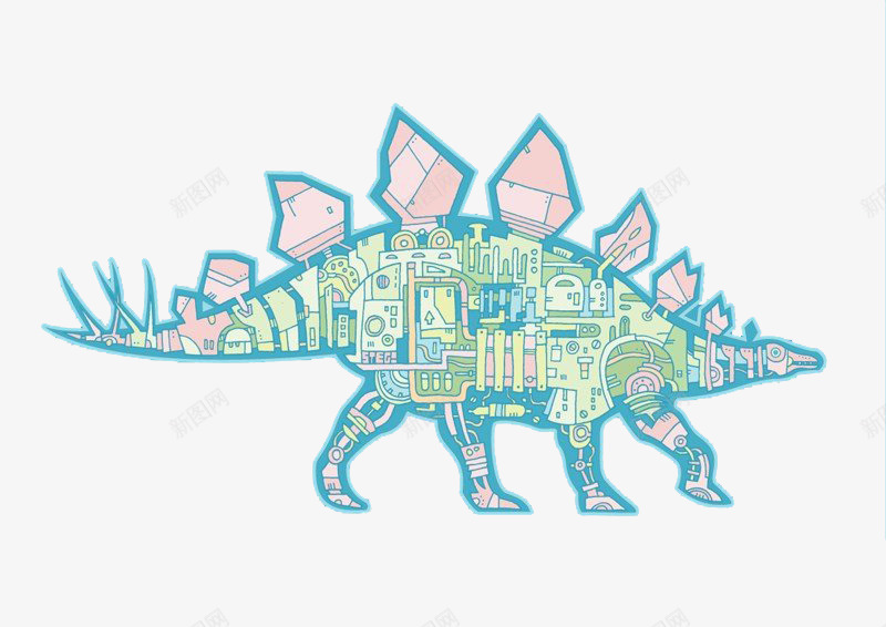 蓝色机械剑龙插画psd免抠素材_新图网 https://ixintu.com 剑龙 插画 机械 蓝色