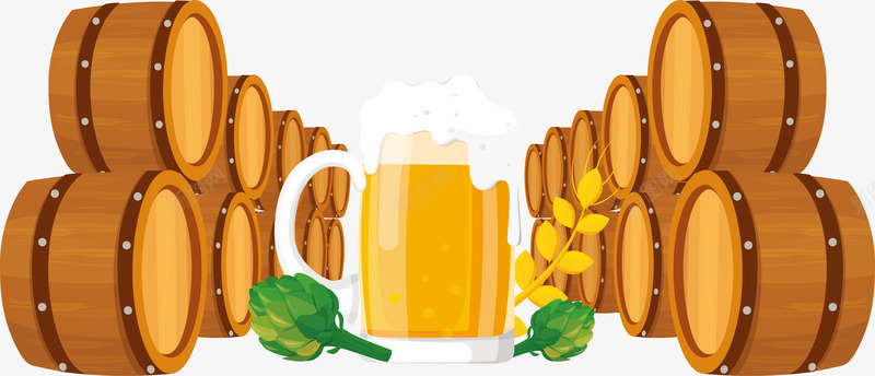 德国啤酒节png免抠素材_新图网 https://ixintu.com 啤酒 啤酒节 德国啤酒节 扎啤 木酒桶 矢量png