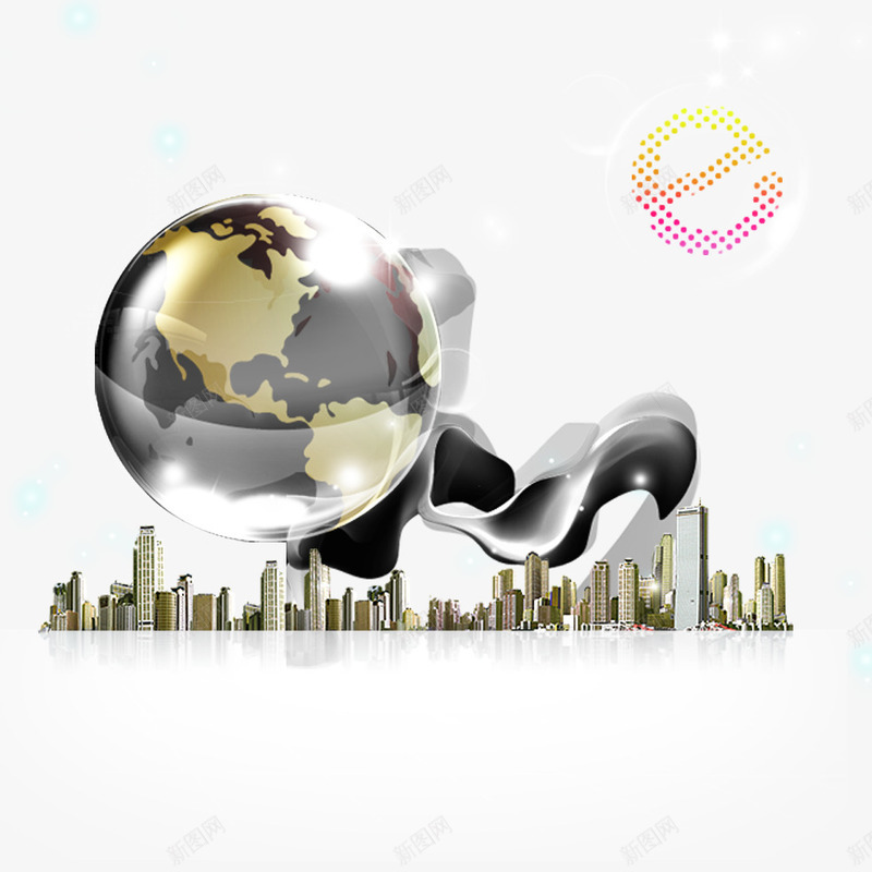 商务企业金融元素png免抠素材_新图网 https://ixintu.com 商务 地球 城市建筑 现代城市 金融
