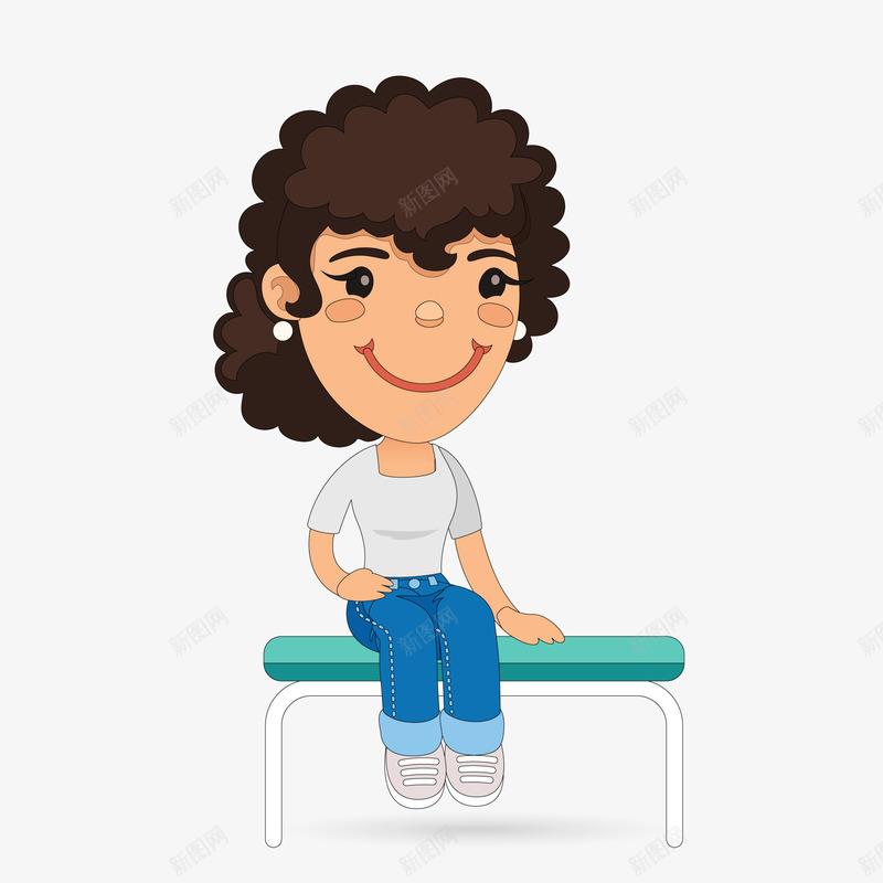 坐着公园长椅的人物矢量图ai免抠素材_新图网 https://ixintu.com 人物设计 卡通人物 女性人物 微笑 笑容 矢量图