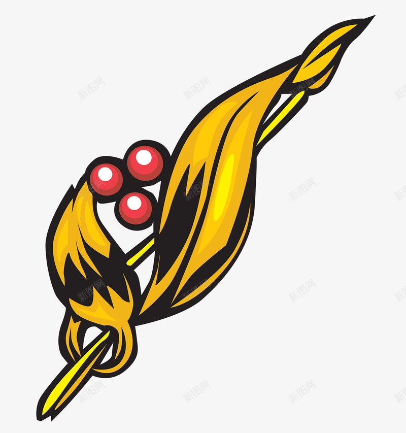 胸针图稿png免抠素材_新图网 https://ixintu.com 卡通画 图片 图稿 红樱桃 胸针 金叶子