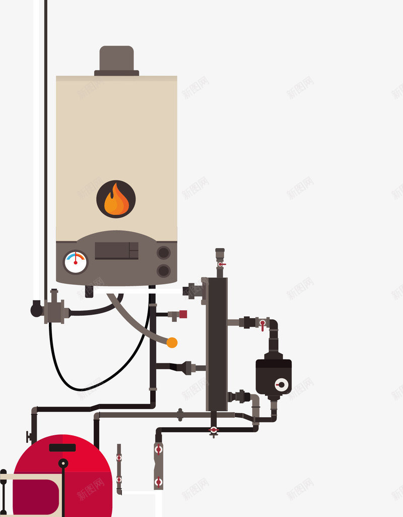 灰色电热水器png免抠素材_新图网 https://ixintu.com 机械 热水器 电器 电热水器 矢量素材