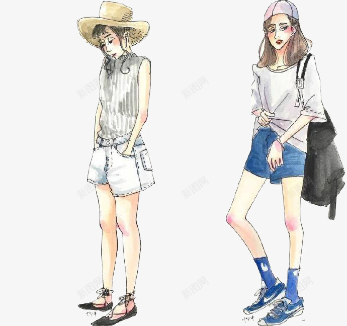 时尚女生服饰穿搭png免抠素材_新图网 https://ixintu.com 女性穿搭 手绘平面 时尚女生 时尚穿搭 时装 服装服饰 模特 穿搭艺术