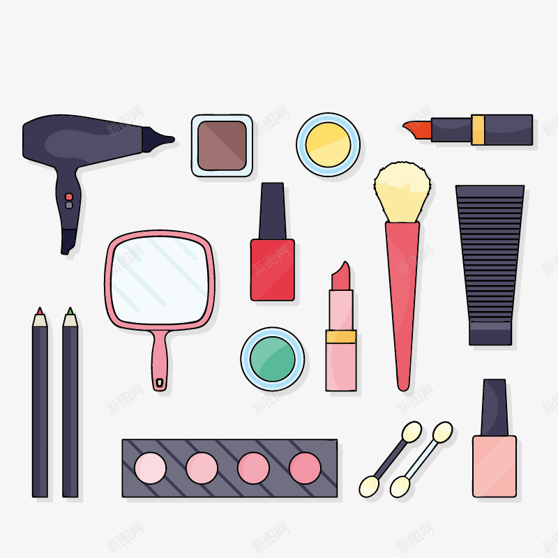 女性化妆工具矢量图ai免抠素材_新图网 https://ixintu.com BB闇 濂虫 绗斿埛 绮夊簳娑 绮夐 鍖栧 鍗稿 鍙孩 鎵嬬粯 鐫 矢量图