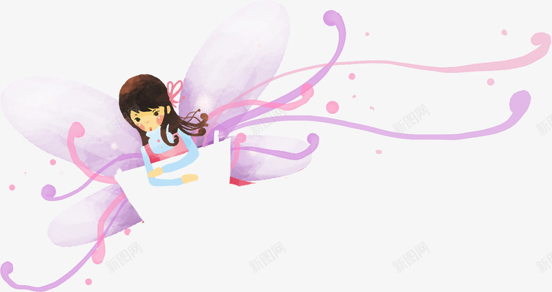 手绘唯美仙女人物翅膀梦幻png免抠素材_新图网 https://ixintu.com 人物 仙女 仙女散花 梦幻 翅膀