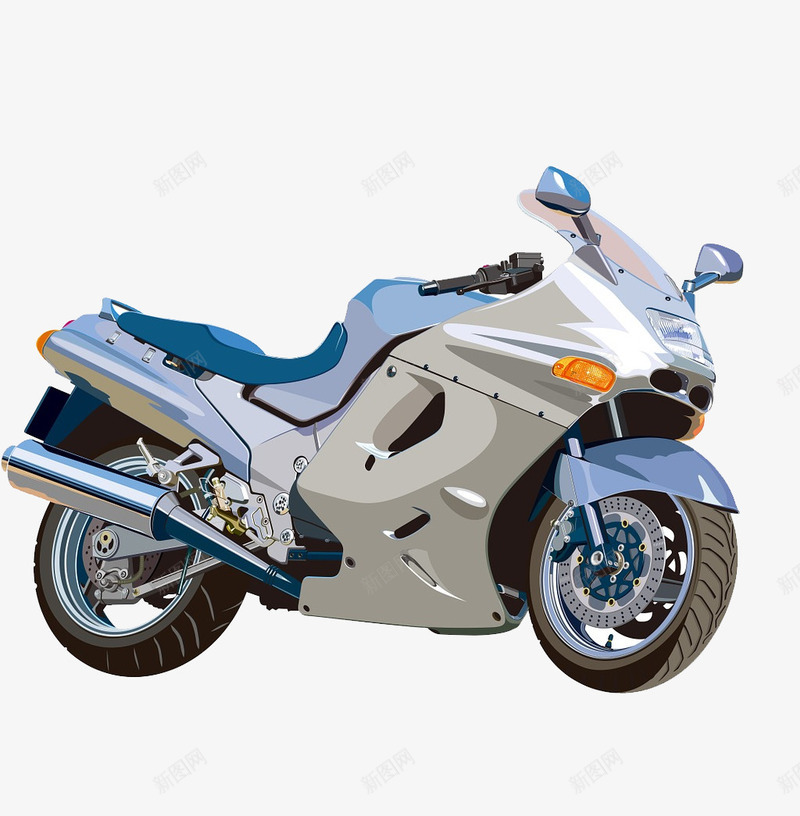 炫酷金属摩托机车png免抠素材_新图网 https://ixintu.com 摩托 机车 炫酷 金属 银色