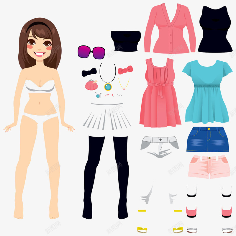 卡通可爱淑女装png免抠素材_新图网 https://ixintu.com 衣服 裤子 连衣裙
