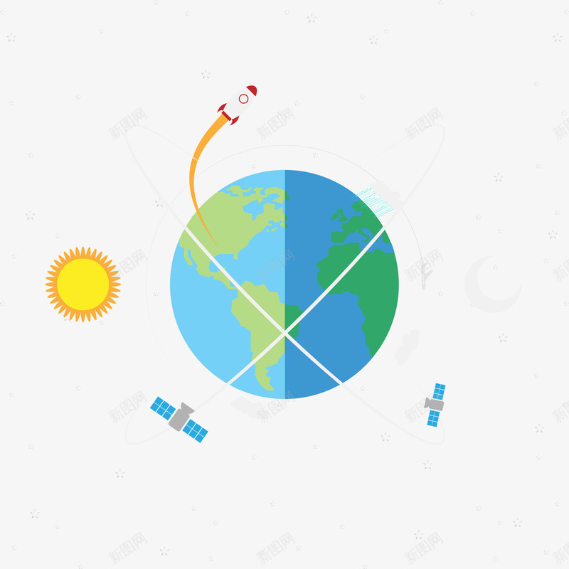 环绕地球的卫星插画矢量图ai免抠素材_新图网 https://ixintu.com 卫星 地球 太空 太阳 宇宙 星球 月亮 火箭 环绕地球 矢量图 航天 航空 飞机轨迹 飞行 飞行轨迹