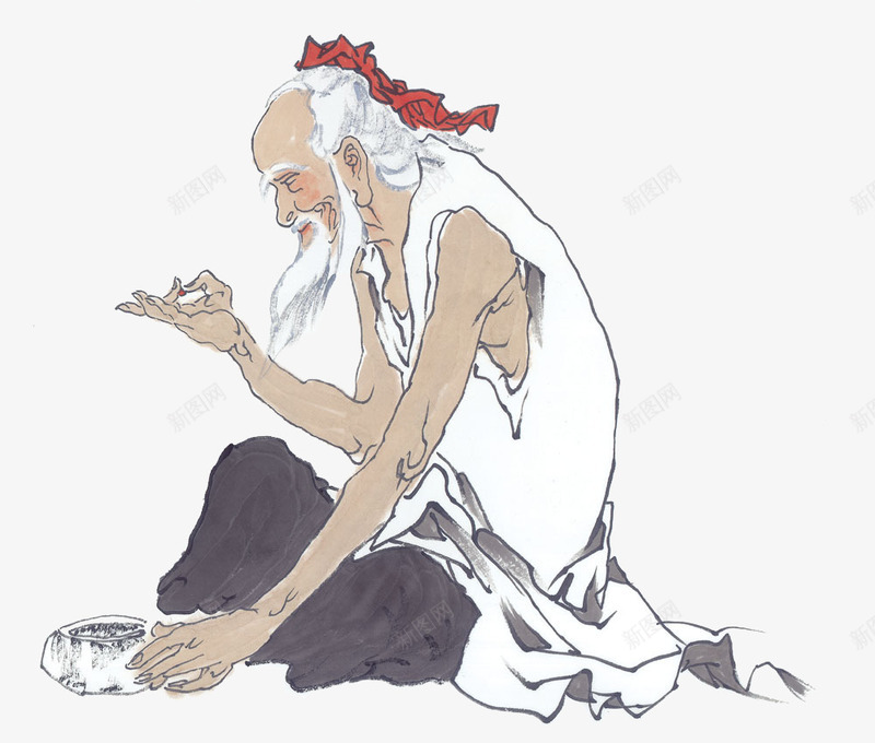 卡通老翁png免抠素材_新图网 https://ixintu.com 卡通 头发 手绘 白色的 简图 老翁 胡子 衣服