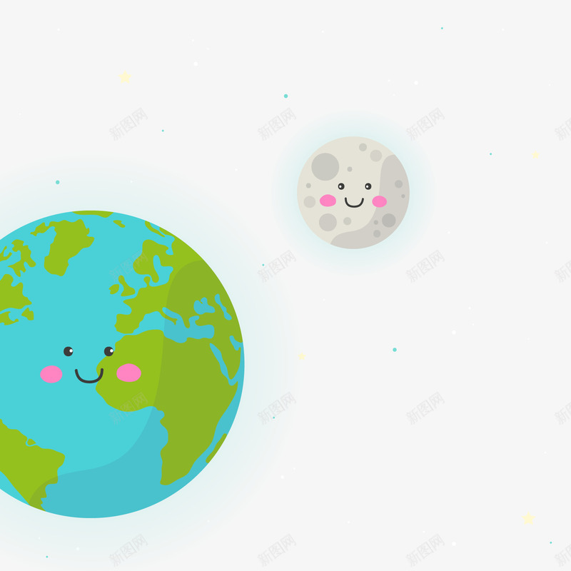 卡通地球png免抠素材_新图网 https://ixintu.com PNG图 PNG图下载 创意卡通 卡通 卡通插图 卡通月球 地球 插图