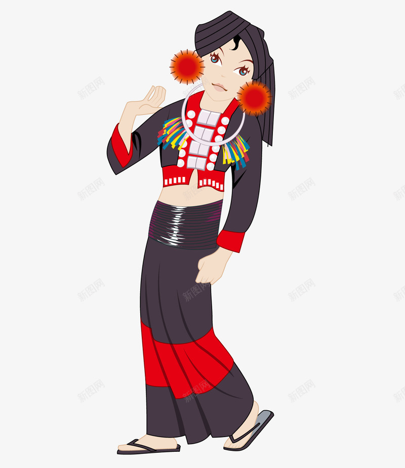 可爱跳舞的女性少数民族png免抠素材_新图网 https://ixintu.com 可爱 哈尼族 少数民族 矢量素材 跳舞的女性