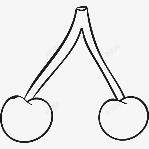 两个樱桃图标png_新图网 https://ixintu.com 健康食品 有机樱桃 水果 食品