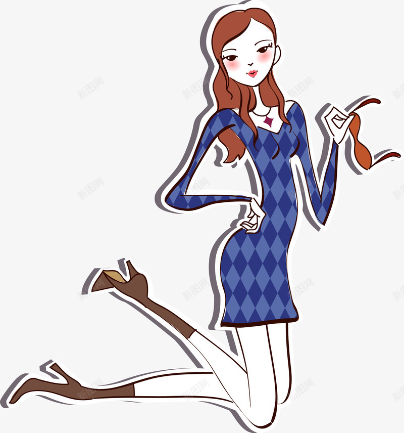 手绘时尚曲线美女png免抠素材_新图网 https://ixintu.com 时尚 曲线 美女