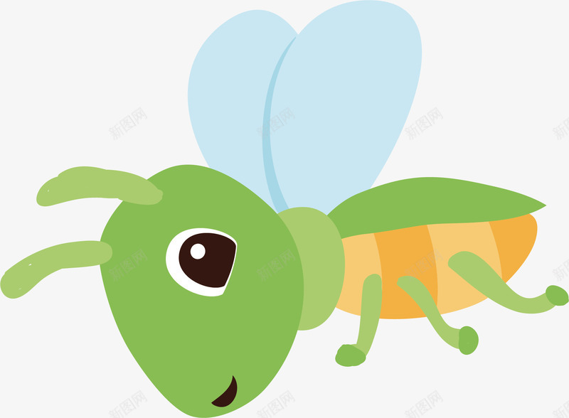 可爱的小虫子矢量图ai免抠素材_新图网 https://ixintu.com 创意 卡通手绘 水彩 绿色 翅膀 蓝色 虫子 矢量图