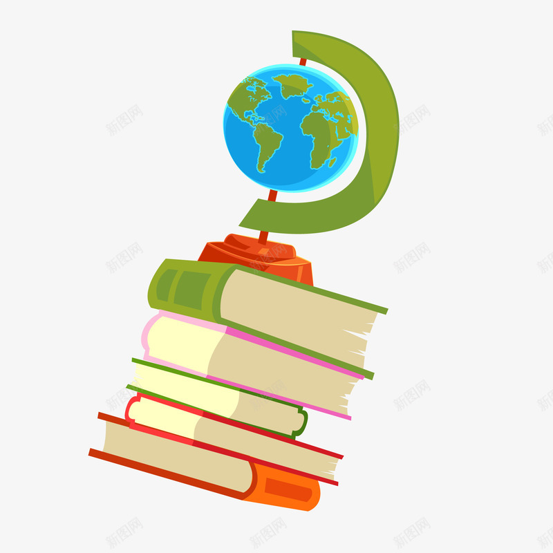 卡通可爱的学习书本和地球仪矢量图ai免抠素材_新图网 https://ixintu.com 书本 卡通彩色 图书馆 地球仪 学习 学校 矢量图