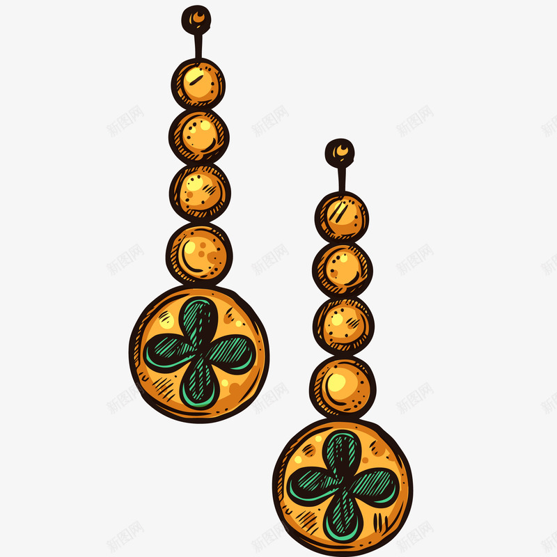 黄金耳饰插画矢量图ai免抠素材_新图网 https://ixintu.com 优惠 免抠PNG 国庆 珠宝 首饰 黄金耳饰 黄金耳饰矢量插画 矢量图