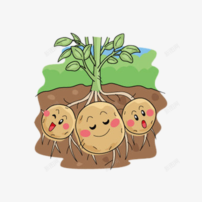 卡通埋在地下的土豆png免抠素材_新图网 https://ixintu.com 卡通 土豆 地下 蔬菜 食物