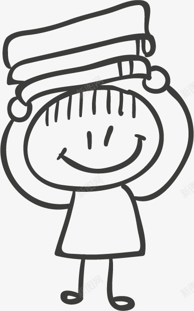 简笔小人图标png_新图网 https://ixintu.com 卡通 小人 帽子 手绘 简笔 素描 线条 黑色