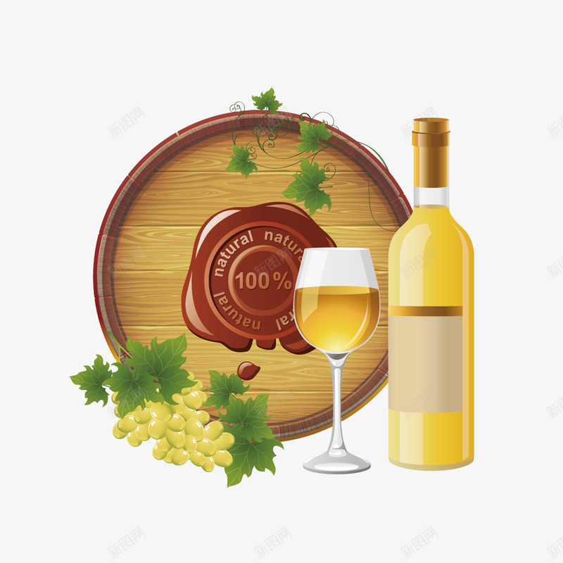 葡萄和酒矢量图ai免抠素材_新图网 https://ixintu.com 葡萄 葡萄酒 酒 矢量图
