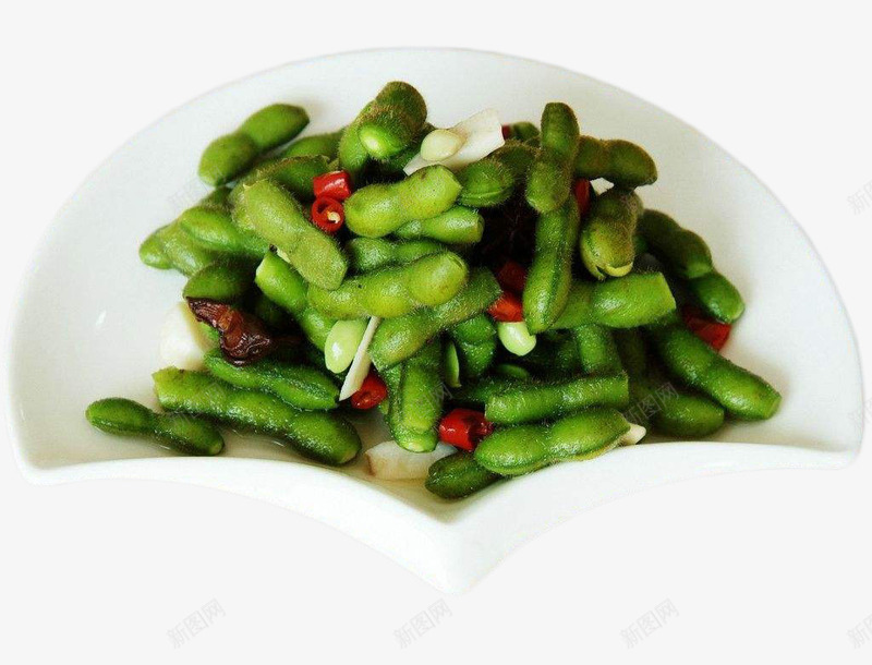 扇形盘子美味盐水毛豆png免抠素材_新图网 https://ixintu.com 人人爱吃 可口 咸咸的 小吃 扇形盘子 新鲜 盐水毛豆 绿油油 美味 餐前小菜