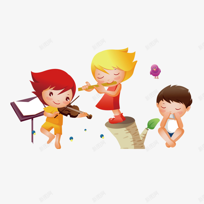 卡通儿童乐团png免抠素材_新图网 https://ixintu.com 卡通乐团儿童节 小人