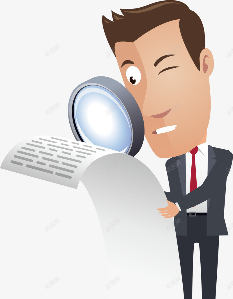 拿着放大镜的人png免抠素材_新图网 https://ixintu.com 优秀推销员 卡通 卡通人物推销员 卡通推销员 推销员 放大镜 食品推销员