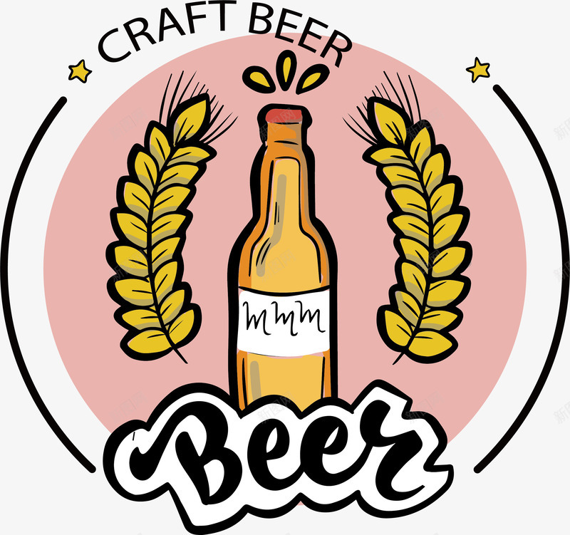 小麦酿制啤酒标签矢量图ai免抠素材_新图网 https://ixintu.com 啤酒 啤酒标签 啤酒节 小麦啤酒 手绘啤酒 矢量png 矢量图