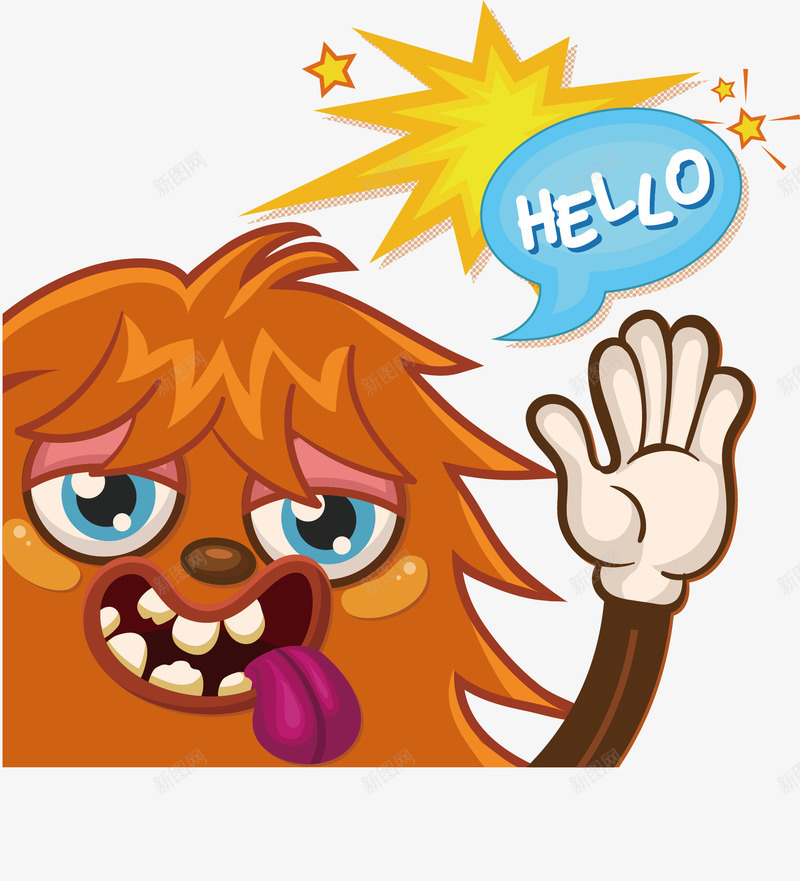 打招呼的小怪兽png免抠素材_新图网 https://ixintu.com HELLO 你好 卡通形象 对话框 小怪兽 怪兽 打招呼 招呼 爆炸对话框